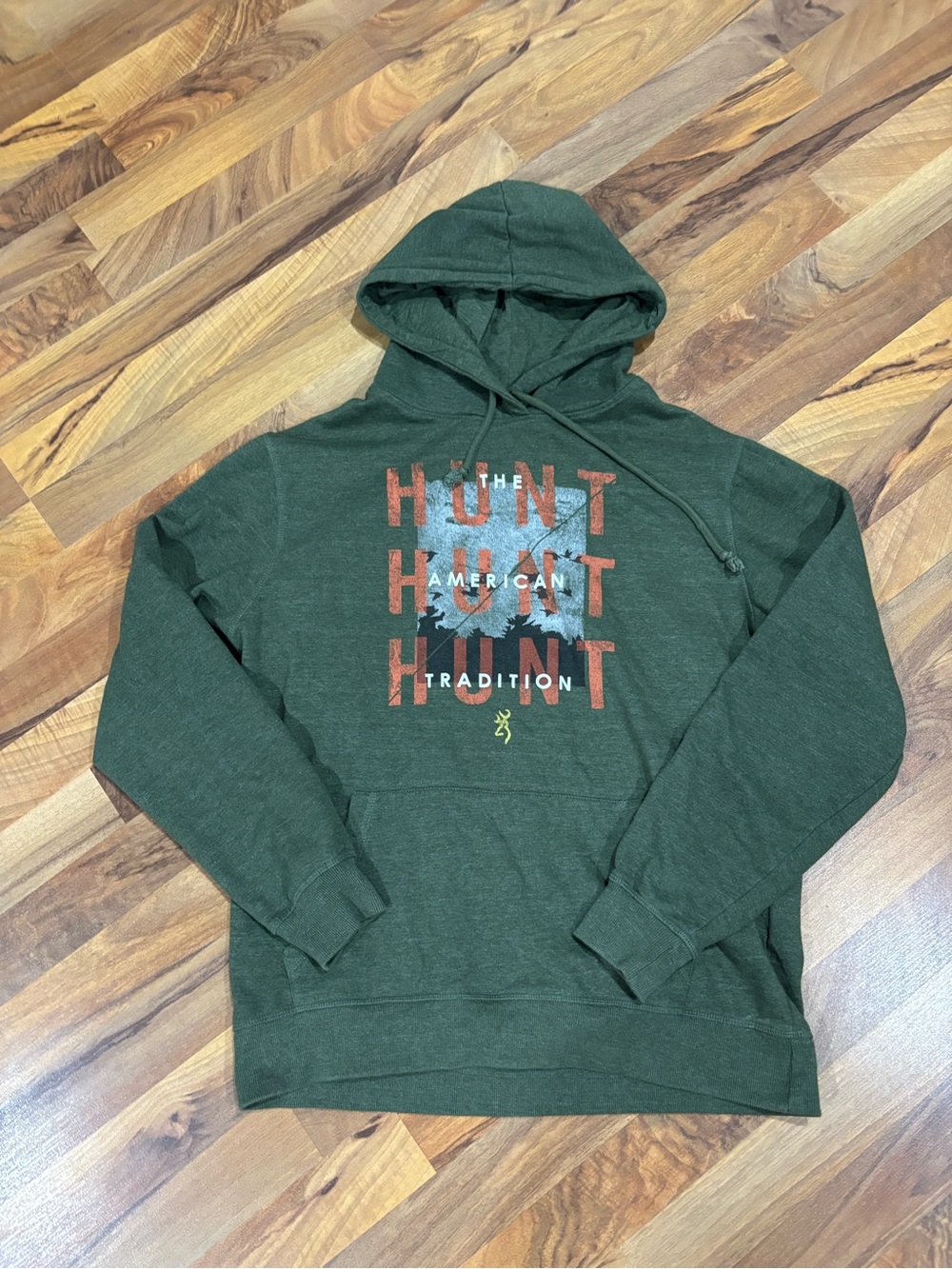 Browning hunting navy green sweatshirt blue collar